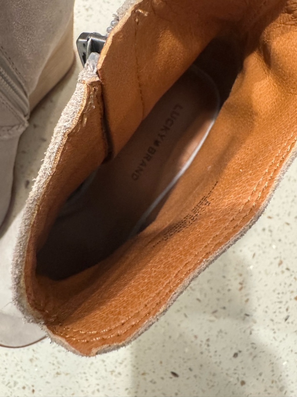 Lucky Brand Light Gray Suede Open-Toe Ankle Booties - Picture 3 of 4